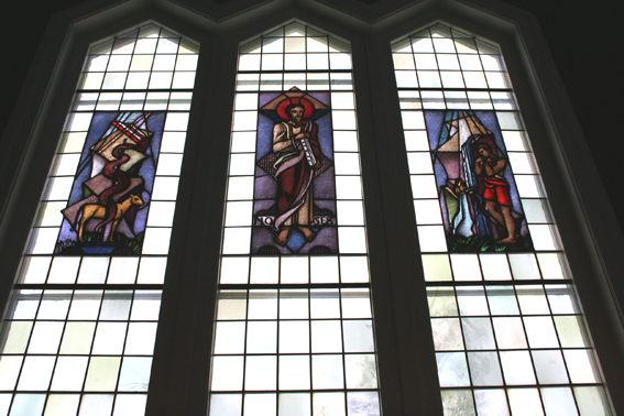 Fil:Langset kirke Vindus maleri 1.jpg